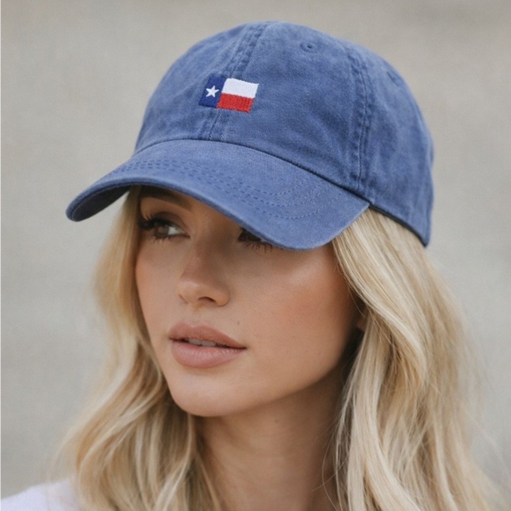 Texas Flag Embroidered Dad Hat Adams Blue Adjustable Strapback Baseball Cap - Picture 7 of 7